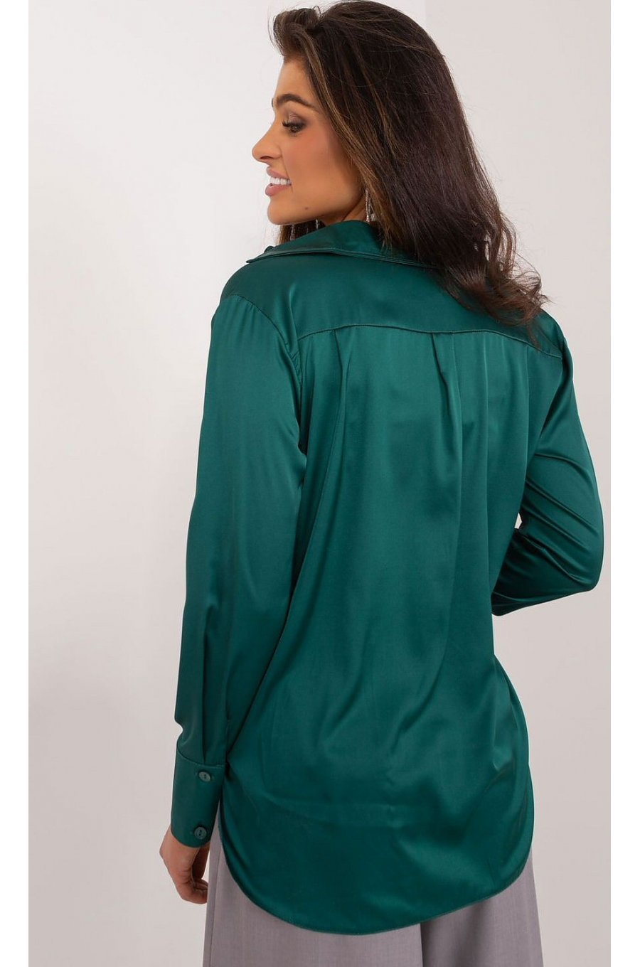 Camasa dama eleganta, din bumbac satinat, verde smarald, Ludmilla Camasa dama eleganta, din bumbac satinat, verde smarald, Ludmilla 3 - jojofashion.ro