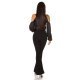 Camasa dama eleganta, din satin, neagra, cu maneca lunga si umerii goi, Banou 5 - jojofashion.ro