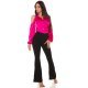 Camasa dama eleganta, din satin, roz ciclam, cu maneca lunga si umerii goi, Banou 4 - jojofashion.ro