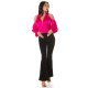 Camasa dama eleganta, din satin, roz ciclam, cu maneca lunga si umerii goi, Banou 6 - jojofashion.ro