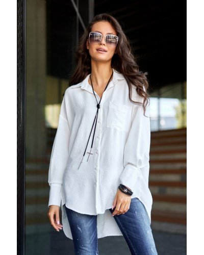 Camasi dama, Camasa dama oversize, alba, cu maneca lunga si nasturi, Ayline - jojofashion.ro