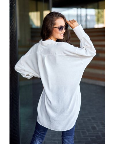 Camasi dama, Camasa dama oversize, alba, cu maneca lunga si nasturi, Ayline - jojofashion.ro