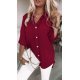 Camasa dama oversize, din voal, burgundy, asimetrica, cu maneca lunga, Fiorella 2 - jojofashion.ro