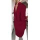 Camasa dama oversize, din voal, burgundy, asimetrica, cu maneca lunga, Fiorella 3 - jojofashion.ro
