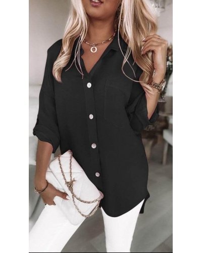 Camasi dama, Camasa dama oversize, din voal, neagra, asimetrica, cu maneca lunga, Fiorella - jojofashion.ro