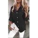 Camasa dama oversize, din voal, neagra, asimetrica, cu maneca lunga, Fiorella 2 - jojofashion.ro