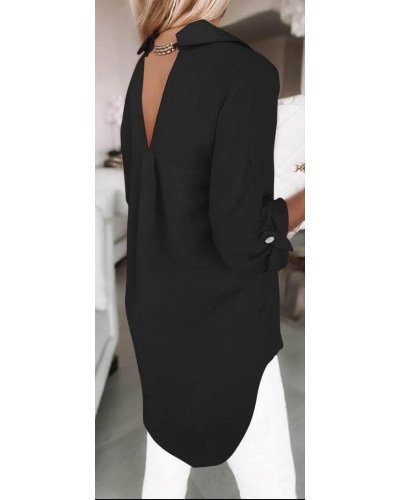 Camasi dama, Camasa dama oversize, din voal, neagra, asimetrica, cu maneca lunga, Fiorella - jojofashion.ro