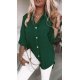 Camasa dama oversize,  verde, asimetrica, cu maneca lunga, Fiorella 2 - jojofashion.ro