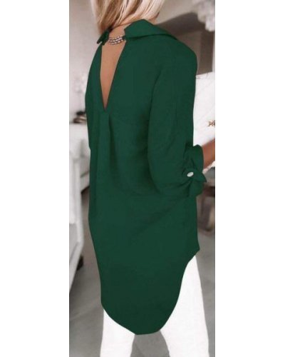 Camasi dama, Camasa dama oversize,  verde, asimetrica, cu maneca lunga, Fiorella - jojofashion.ro