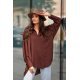 Camasa dama oversize, maro, cu maneca lunga si nasturi, Ayline Camasa dama oversize, maro, cu maneca lunga si nasturi, Ayline 4 - jojofashion.ro