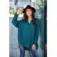 Camasa dama oversize, verde turcoaz, cu maneca lunga si nasturi, Ayline 2 - jojofashion.ro