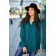 Camasa dama oversize, verde turcoaz, cu maneca lunga si nasturi, Ayline 3 - jojofashion.ro