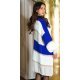 Cardigan dama casual, oversize, midi, albastru cu dungi albe, Louanne 3 - jojofashion.ro