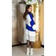 Cardigan dama casual, oversize, midi, albastru cu dungi albe, Louanne 6 - jojofashion.ro