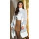 Cardigan dama casual, oversize, midi, bej cu dungi gri, Louanne 2 - jojofashion.ro