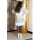 Cardigan dama casual, oversize, midi, bej cu dungi gri, Louanne 5 - jojofashion.ro