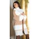Cardigan dama casual, oversize, midi, cappuccino cu dungi late, Louanne 2 - jojofashion.ro