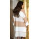 Cardigan dama casual, oversize, midi, cappuccino cu dungi late, Louanne 3 - jojofashion.ro