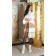 Cardigan dama casual, oversize, midi, cappuccino cu dungi late, Louanne 4 - jojofashion.ro