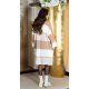 Cardigan dama casual, oversize, midi, cappuccino cu dungi late, Louanne 5 - jojofashion.ro