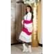 Cardigan dama casual, oversize, midi, roz cu dungi albe, Louanne 5 - jojofashion.ro