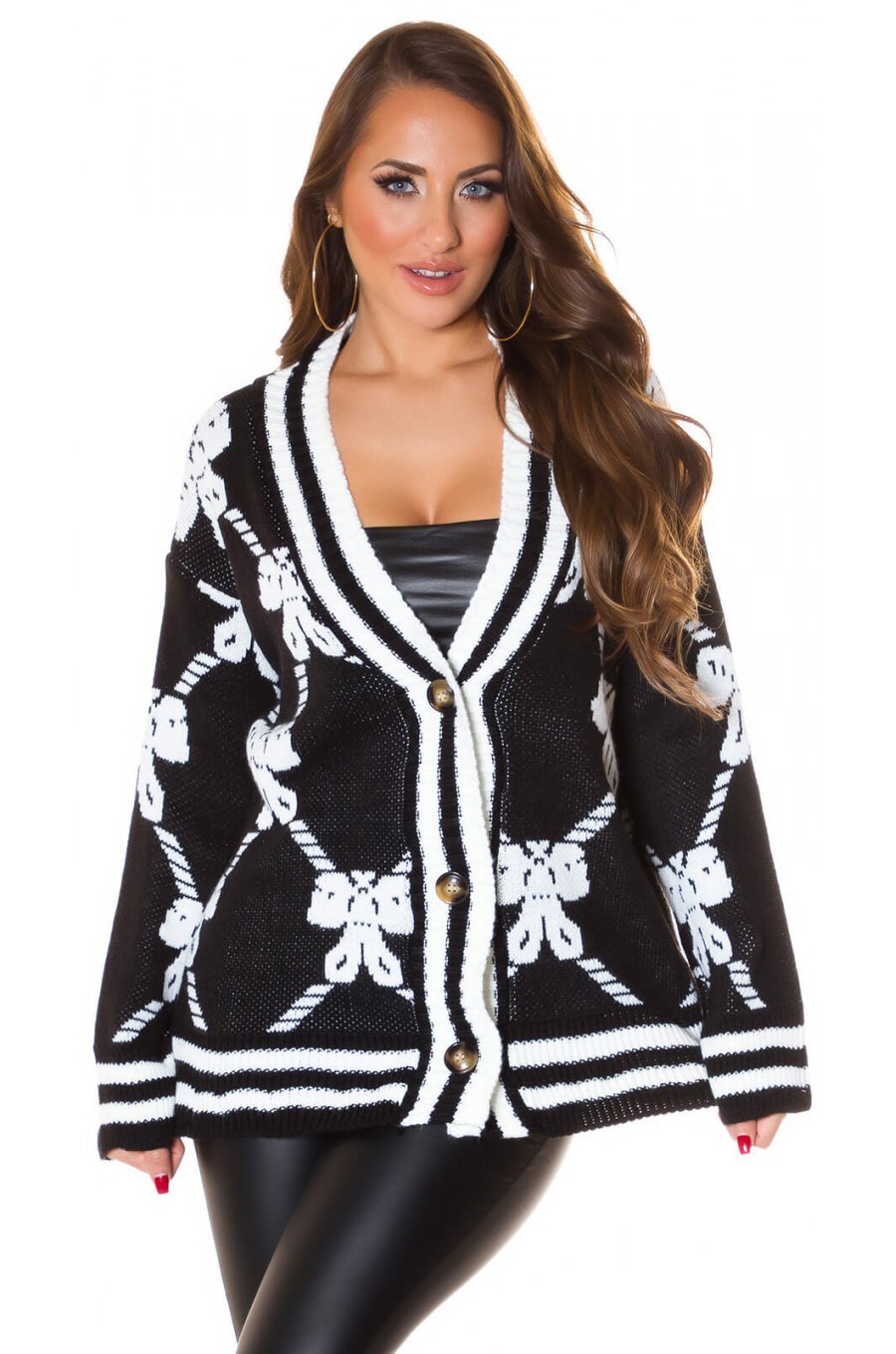 Pulover dama tricotat negru cu nasturi Jenna Pulover dama tricotat negru cu nasturi Jenna 5 - jojofashion.ro