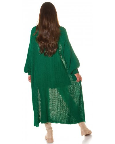 Pulovere dama, Pulover dama tricotat verde oversize Hlytt - jojofashion.ro
