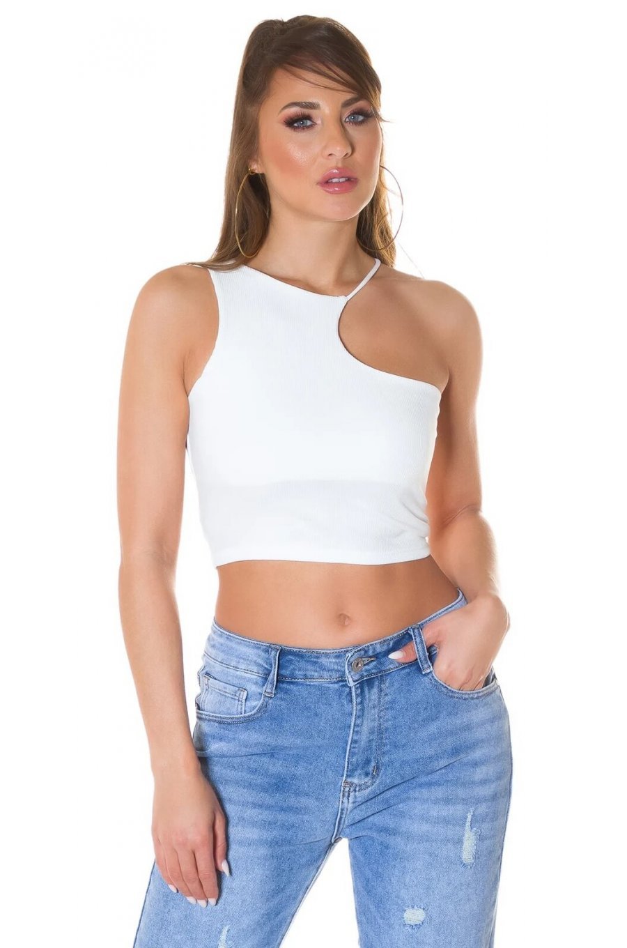 Crop top dama alb Mabel 1 - jojofashion.ro