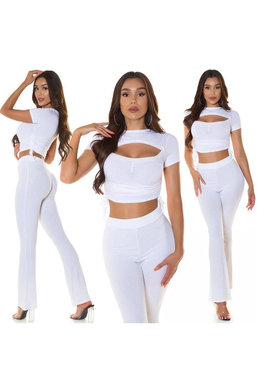Crop top dama alb vascoza cu siret Andriela 5 - jojofashion.ro