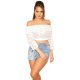 Crop top dama dantela alba cu umerii goi Kathleen 2 - jojofashion.ro