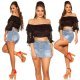 Crop top dama dantela neagra cu umerii goi Kathleen Crop top dama dantela neagra cu umerii goi Kathleen 7 - jojofashion.ro