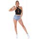 Crop top dama mulat negru Denise 6 - jojofashion.ro