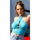 Crop top dama mulat turcoaz Denise 2 - jojofashion.ro