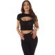 Crop top dama negru vascoza cu siret Andriela 2 - jojofashion.ro