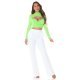 Crop top dama petrecut cu maneci lungi verde neon Amena 4 - jojofashion.ro