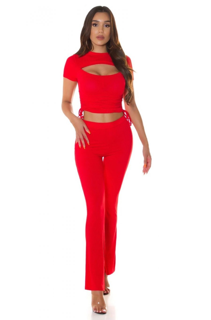 Crop top dama rosu vascoza cu siret Andriela Crop top dama rosu vascoza cu siret Andriela 3 - jojofashion.ro