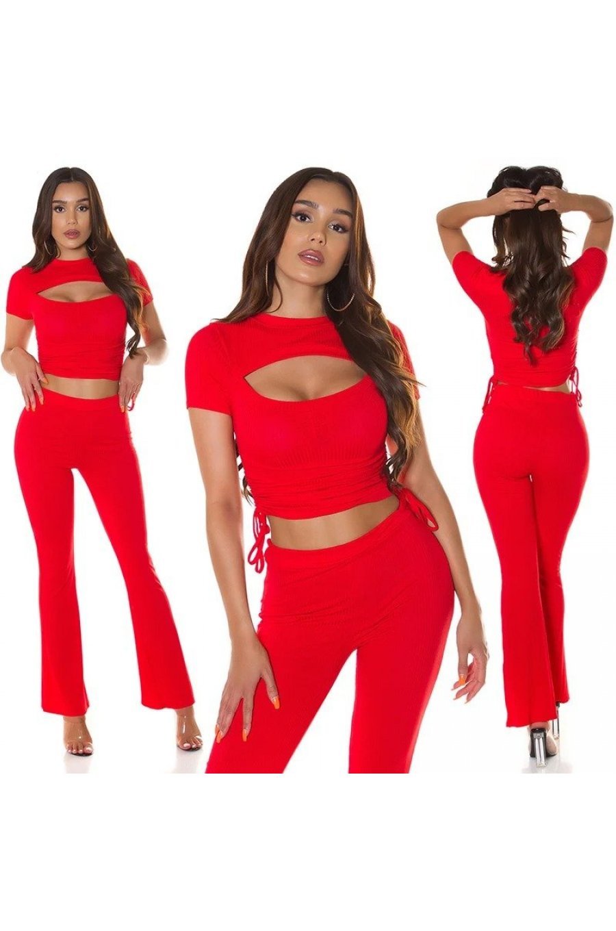 Crop top dama rosu vascoza cu siret Andriela Crop top dama rosu vascoza cu siret Andriela 4 - jojofashion.ro