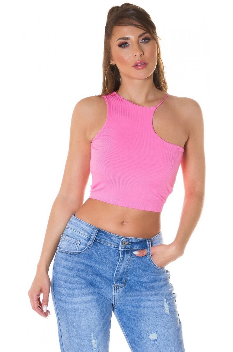 Crop top dama roz Mabel 1 - jojofashion.ro