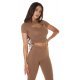 Crop top dama vascoza cappuccino cu siret Andriela 3 - jojofashion.ro