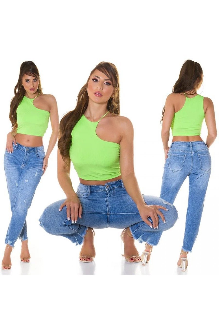 Crop top dama verde neon Mabel 5 - jojofashion.ro