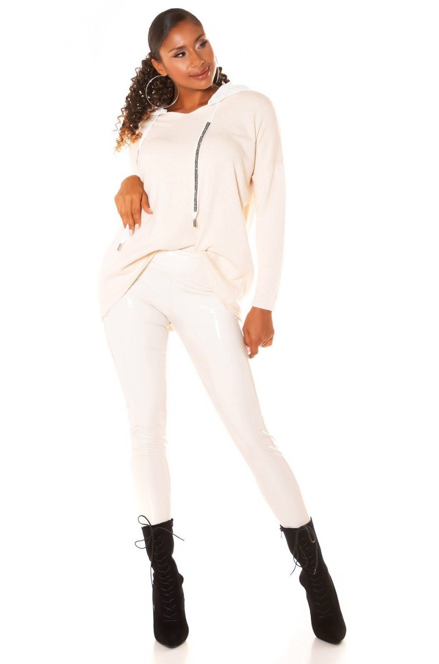 Pulover dama casual bej oversize cu gluga Lassiger Pulover dama casual bej oversize cu gluga Lassiger 3 - jojofashion.ro