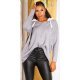 Pulover dama casual gri oversize cu gluga Lassiger Pulover dama casual gri oversize cu gluga Lassiger 2 - jojofashion.ro