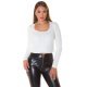 Pulover dama tricotat crop alb Soffice 2 - jojofashion.ro