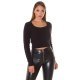 Pulover dama tricotat crop negru Soffice Pulover dama tricotat crop negru Soffice 2 - jojofashion.ro