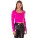 Pulover dama tricotat crop roz fucsia Soffice 2 - jojofashion.ro