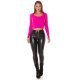 Pulover dama tricotat crop roz fucsia Soffice 4 - jojofashion.ro