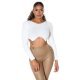 Pulover dama tricotat crop top alb Nathalie 3 - jojofashion.ro