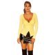 Pulover dama tricotat petrecut vascoza galbena Laylek Pulover dama tricotat petrecut vascoza galbena Laylek 2 - jojofashion.ro