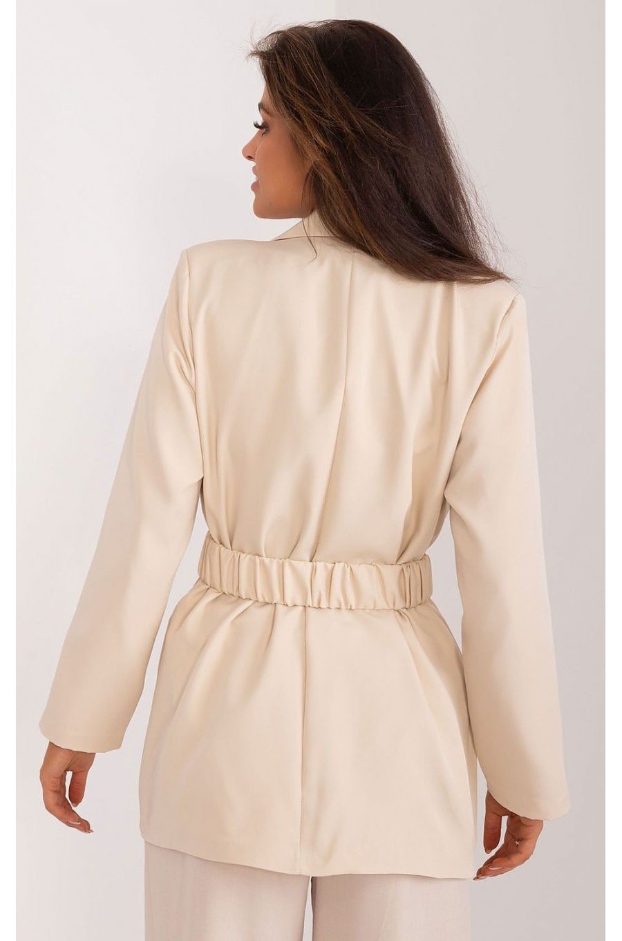 Sacou dama cu floare in talie, elegant, bej, Eshal Sacou dama cu floare in talie, elegant, bej, Eshal 3 - jojofashion.ro