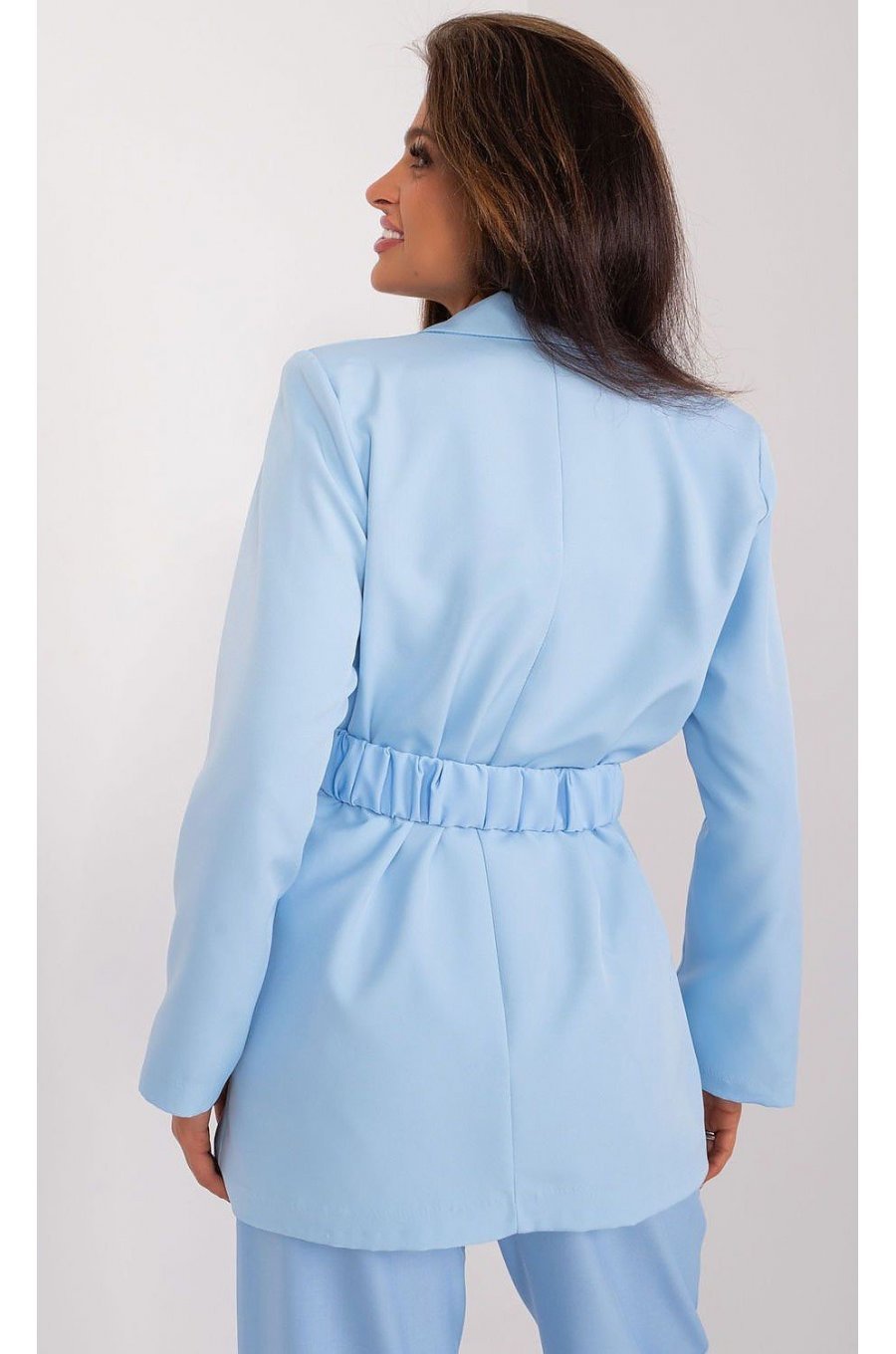 Sacou dama cu floare in talie, elegant, bleu, Eshal Sacou dama cu floare in talie, elegant, bleu, Eshal 3 - jojofashion.ro